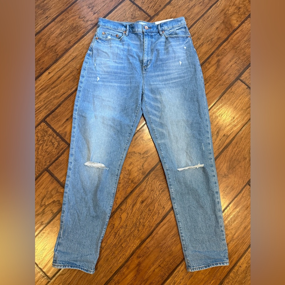 Loft jeans womens 28/6 blue High Waist Boyfriend stretch distressed NWT 30x29